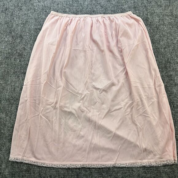 Vintage 80s Slip Pink Medium Butterfly Lace Half Satiny Feminine - Picture 3 of 7